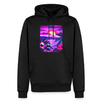 Synthwave Sun Hawaii Vaporwave Aesthetic - Men’s Premium Organic Hoodie - black - Front - Nico (187cm)
