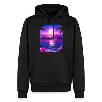 Synthwave Sun Hawaii Vaporwave Aesthetic - Men’s Premium Organic Hoodie - black - Front - Nico (187cm)