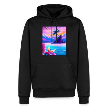 Synthwave Sun Hawaii Vaporwave Aesthetic - Men’s Premium Organic Hoodie - black - Front - Nico (187cm)