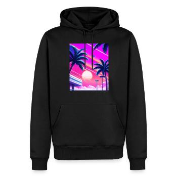 Synthwave Sun Hawaii Vaporwave Aesthetic - Men’s Premium Organic Hoodie - black - Front - Nico (187cm)