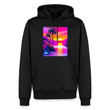 Synthwave Sun Hawaii Vaporwave Aesthetic - Men’s Premium Organic Hoodie - black - Front - Nico (187cm)