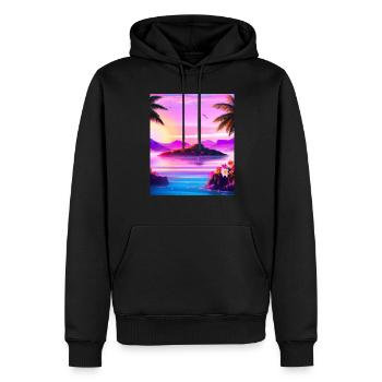 Synthwave Sun Hawaii Vaporwave Aesthetic - Men’s Premium Organic Hoodie - black - Front - Nico (187cm)