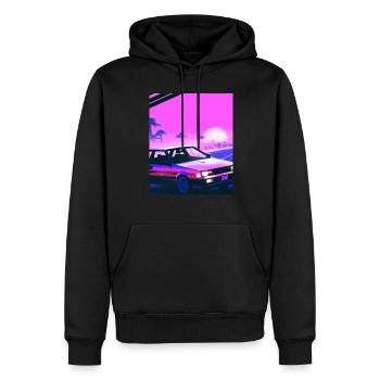 Vaporwave Esthétique Synthwave Car - Sweat à capuche Premium bio Homme - noir - Devant - Nico (187cm)