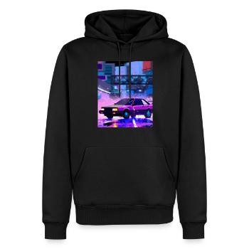 Vaporwave Esthétique Synthwave Car - Sweat à capuche Premium bio Homme - noir - Devant - Nico (187cm)