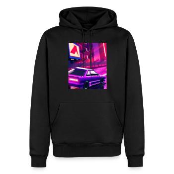 Vaporwave Esthétique Synthwave Car - Sweat à capuche Premium bio Homme - noir - Devant - Nico (187cm)