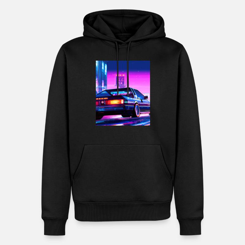 Vaporwave Aesthetic Synthwave City - Männer Premium Bio Hoodie - Schwarz