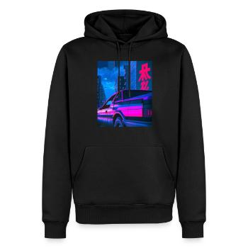 Vaporwave Esthétique Synthwave Car - Sweat à capuche Premium bio Homme - noir - Devant - Nico (187cm)