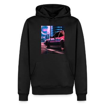 Vaporwave Esthétique Synthwave Car - Sweat à capuche Premium bio Homme - noir - Devant - Nico (187cm)