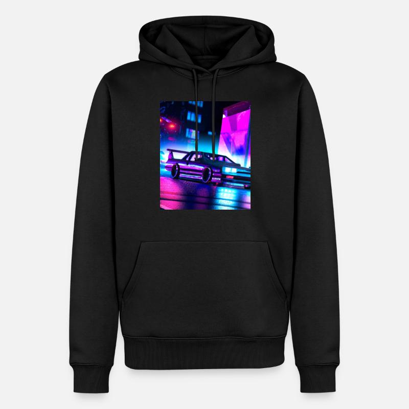 Vaporwave Esthétique Synthwave Car - Sweat à capuche Premium bio Homme - noir