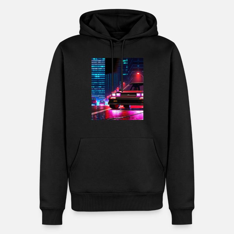 Vaporwave Esthétique Synthwave Car - Sweat à capuche Premium bio Homme - noir
