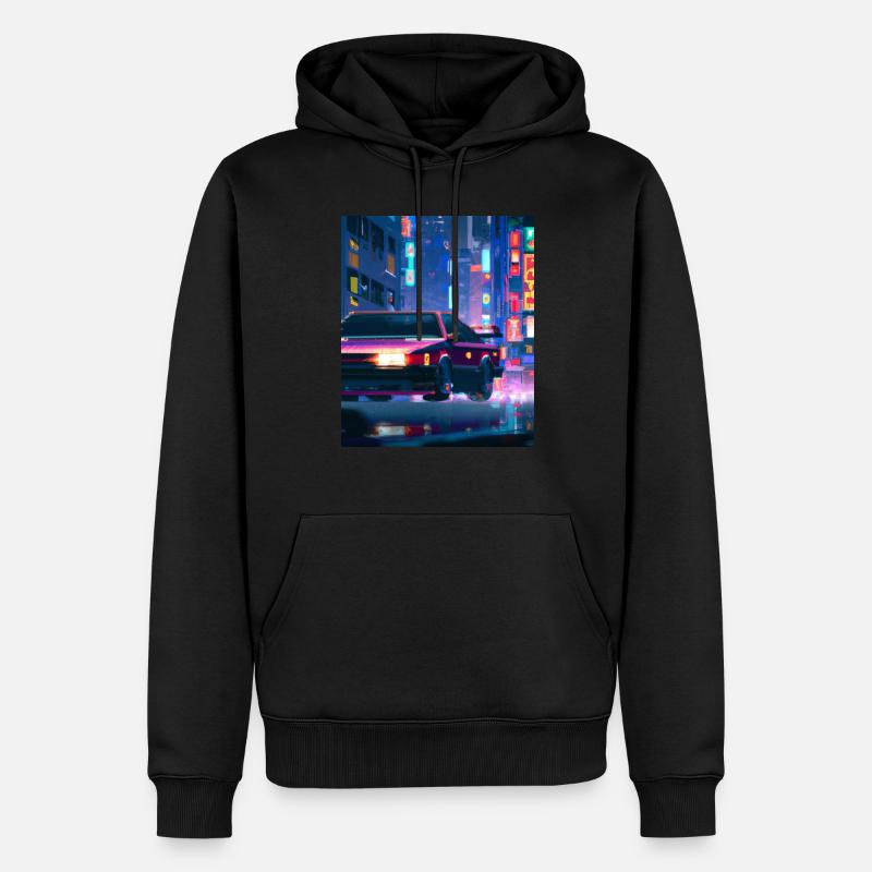Vaporwave Esthétique Synthwave Car - Sweat à capuche Premium bio Homme - noir