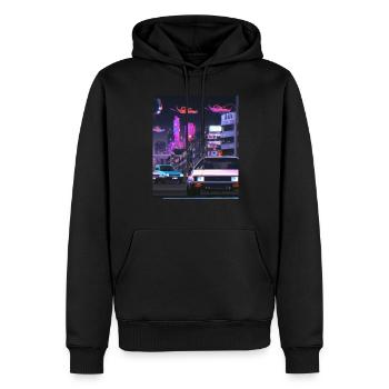 Vaporwave Esthétique Synthwave Car - Sweat à capuche Premium bio Homme - noir - Devant - Nico (187cm)