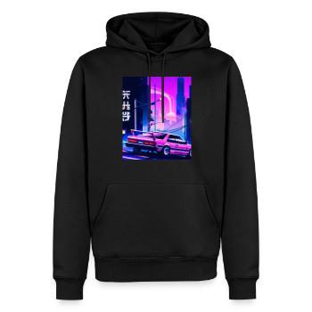 Vaporwave Esthétique Synthwave Car - Sweat à capuche Premium bio Homme - noir - Devant - Nico (187cm)