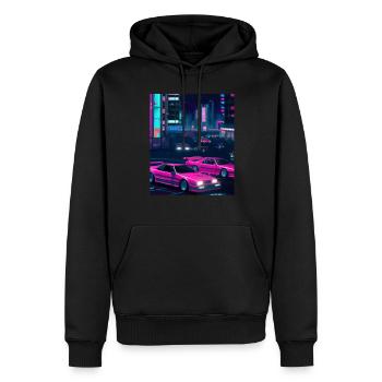 Vaporwave Esthétique Synthwave Car - Sweat à capuche Premium bio Homme - noir - Devant - Nico (187cm)