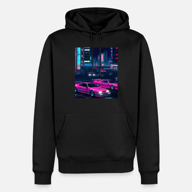 Vaporwave Esthétique Synthwave Car - Sweat à capuche Premium bio Homme - noir