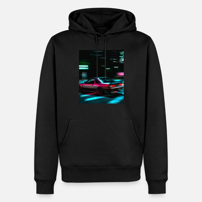 Vaporwave Aesthetic Synthwave Car - Männer Premium Bio Hoodie - Schwarz