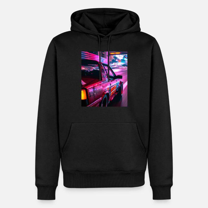 Vaporwave Esthétique Synthwave Car - Sweat à capuche Premium bio Homme - noir