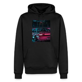 Vaporwave Esthétique Synthwave Car - Sweat à capuche Premium bio Homme - noir - Devant - Nico (187cm)