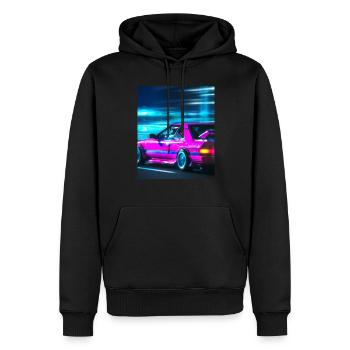 Vaporwave Esthétique Synthwave Car - Sweat à capuche Premium bio Homme - noir - Devant - Nico (187cm)