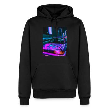 Vaporwave Esthétique Synthwave Car - Sweat à capuche Premium bio Homme - noir - Devant - Nico (187cm)