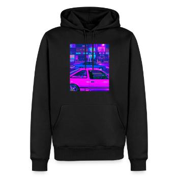 Vaporwave Esthétique Synthwave Car - Sweat à capuche Premium bio Homme - noir - Devant - Nico (187cm)