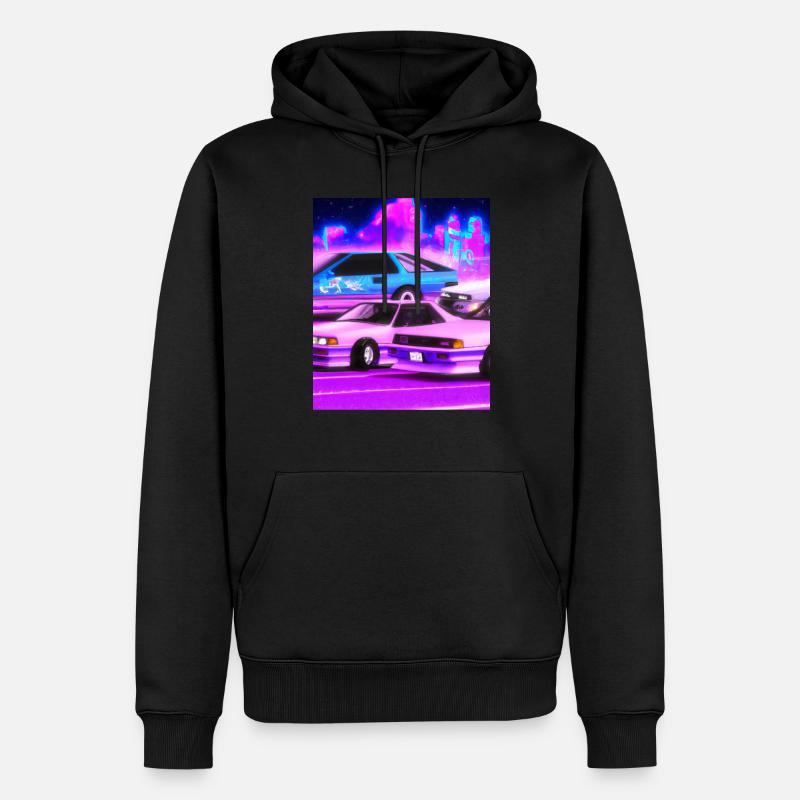 Vaporwave Esthétique Synthwave Car - Sweat à capuche Premium bio Homme - noir
