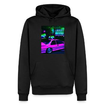 Vaporwave Esthétique Synthwave Car - Sweat à capuche Premium bio Homme - noir - Devant - Nico (187cm)