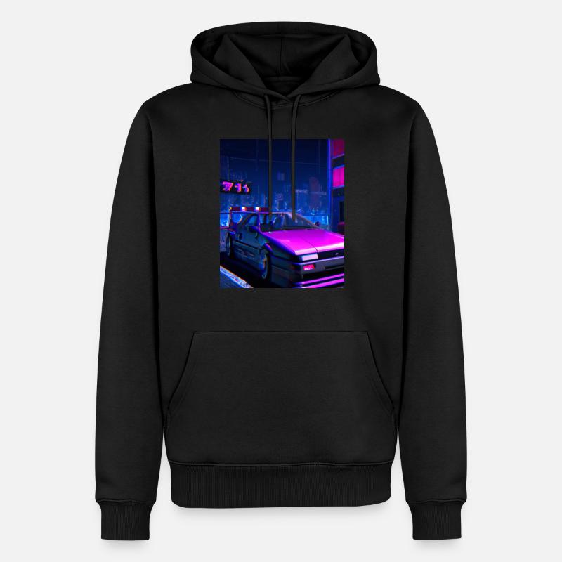 Vaporwave Esthétique Synthwave Car - Sweat à capuche Premium bio Homme - noir