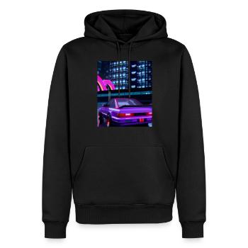 Vaporwave Esthétique Synthwave Car - Sweat à capuche Premium bio Homme - noir - Devant - Nico (187cm)