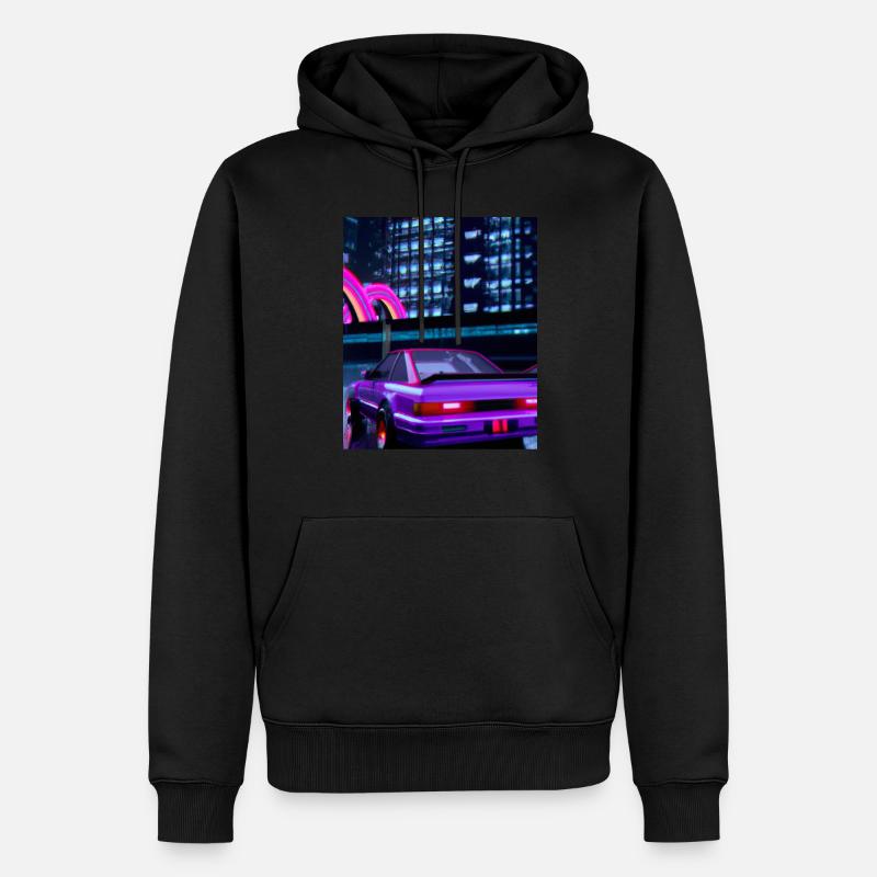 Vaporwave Esthétique Synthwave Car - Sweat à capuche Premium bio Homme - noir