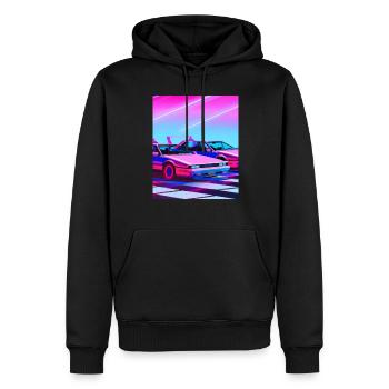 Vaporwave Esthétique Synthwave Car - Sweat à capuche Premium bio Homme - noir - Devant - Nico (187cm)