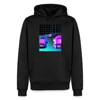 Vaporwave Esthétique Synthwave Car - Sweat à capuche Premium bio Homme - noir - Devant - Nico (187cm)