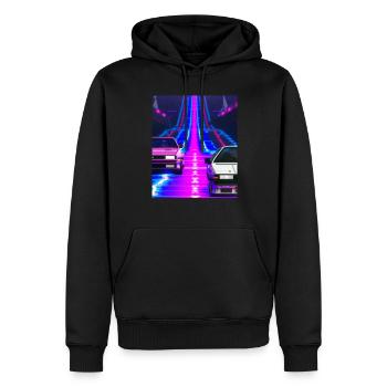 Vaporwave Esthétique Synthwave Car - Sweat à capuche Premium bio Homme - noir - Devant - Nico (187cm)