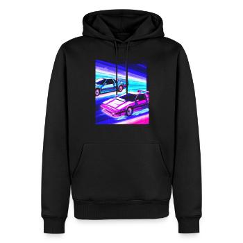 Vaporwave Esthétique Synthwave Car - Sweat à capuche Premium bio Homme - noir - Devant - Nico (187cm)