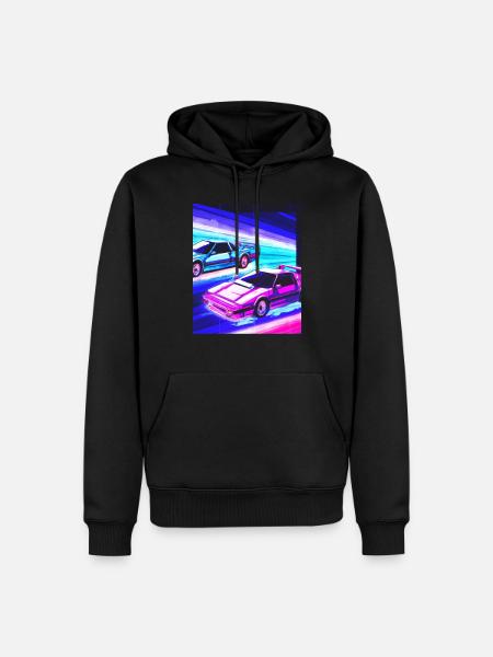 Vaporwave Aesthetic Synthwave Car - Men’s Premium Organic Hoodie - black