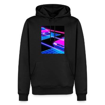 Vaporwave Esthétique Synthwave Car - Sweat à capuche Premium bio Homme - noir - Devant - Nico (187cm)