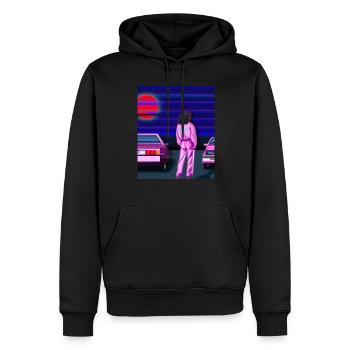 Vaporwave Esthétique Synthwave Car Anime Fille - Sweat à capuche Premium bio Homme - noir - Devant - Nico (187cm)