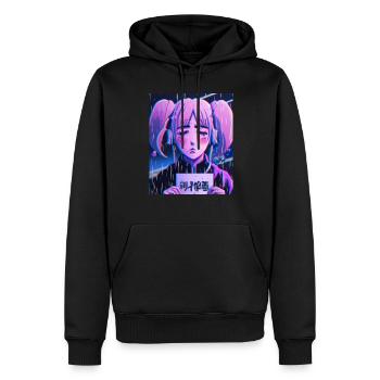 Pastel Esthétique Triste Anime Fille - Sweat à capuche Premium bio Homme - noir - Devant - Nico (187cm)