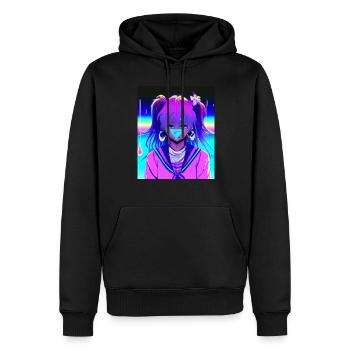 Pastel Esthétique Triste Anime Fille - Sweat à capuche Premium bio Homme - noir - Devant - Nico (187cm)