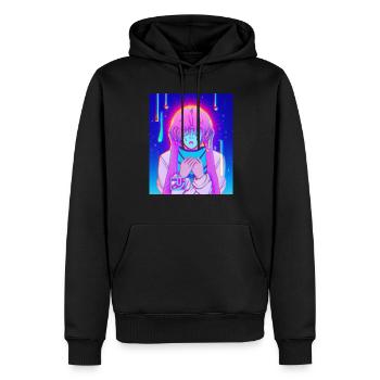 Pastel Esthétique Triste Anime Fille - Sweat à capuche Premium bio Homme - noir - Devant - Nico (187cm)