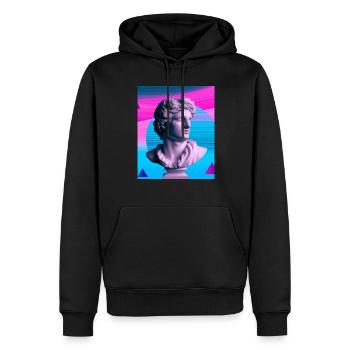 Vaporwave Statue Buste romain - Sweat à capuche Premium bio Homme - noir - Devant - Nico (187cm)