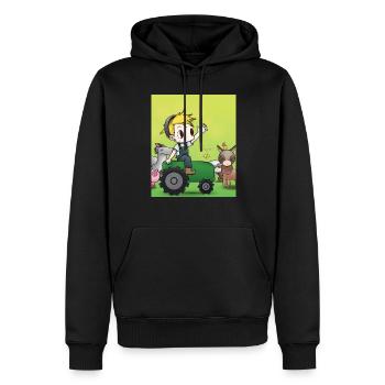 Green Tractor Birthday Anime Farm Animals - Men’s Premium Organic Hoodie - black - Front - Nico (187cm)