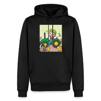 Green Tractor Birthday Anime Farm Animals - Men’s Premium Organic Hoodie - black - Front - Nico (187cm)