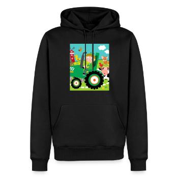 Grüner Traktor Geburtstag Bauernhof Tiere - Männer Premium Bio Hoodie - Schwarz - Vorne - Nico (187cm)