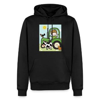 Grüner Traktor Geburtstag Bauernhof Tiere - Männer Premium Bio Hoodie - Schwarz - Vorne - Nico (187cm)