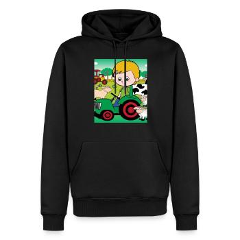 Grüner Traktor Geburtstag Bauernhof Tiere - Männer Premium Bio Hoodie - Schwarz - Vorne - Nico (187cm)