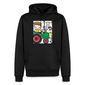 Grüner Traktor Geburtstag Bauernhof Tiere - Männer Premium Bio Hoodie - Schwarz - Vorne - Nico (187cm)