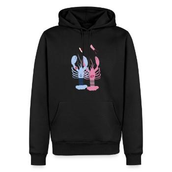 Bretagne - Homards bleu et rose - Sweat à capuche Premium bio Homme - noir - Devant - Nico (187cm)