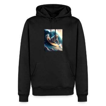 Beach Vibe Otter Cool Surfing Otter - Männer Premium Bio Hoodie - Schwarz - Vorne - Nico (187cm)