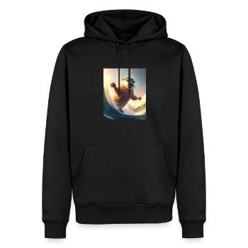 Beach Vibe Otter Cool Surfing Otter - Männer Premium Bio Hoodie - Schwarz - Vorne - Nico (187cm)